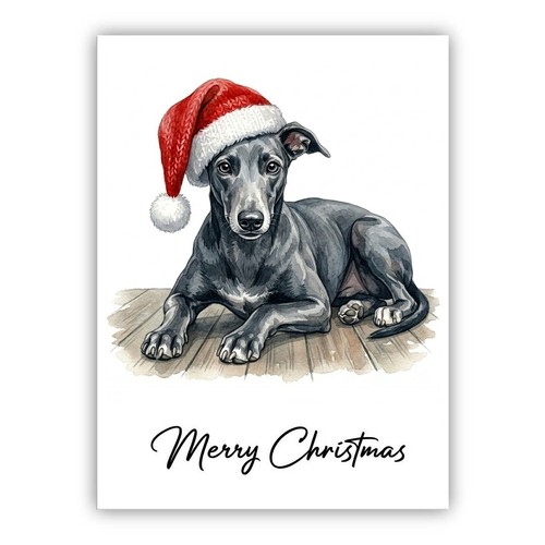 Greyhound dog christmas card - dog,