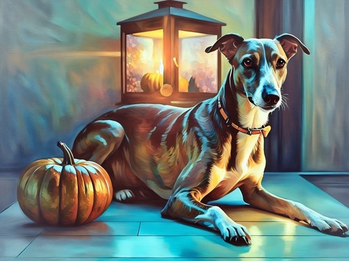Greyhound whippet halloween - halloween, a5