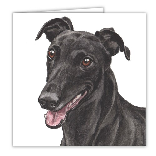 Black greyhound greetings card - greetings,