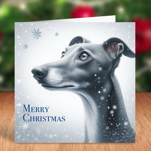 Greyhound dog christmas card - greyhound,
