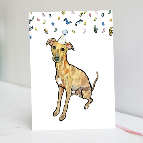 Brindle whippet birthday - brindle, card
