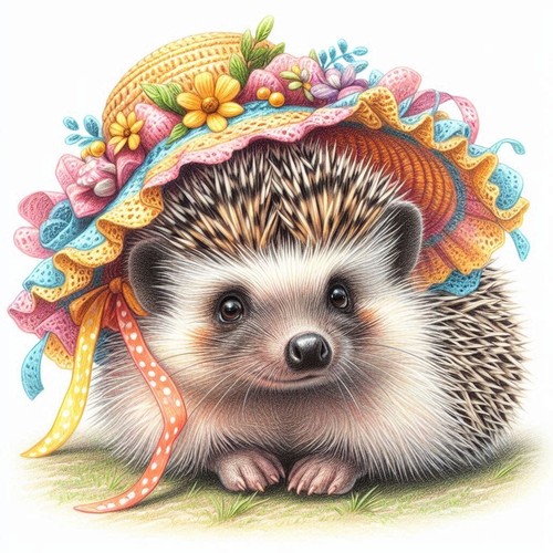 Hedgehog bonnet card - in,