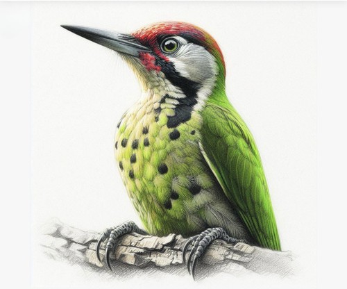 Green woodpecker card - green,