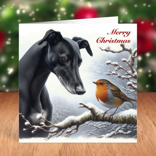 Greyhound dog christmas - greyhound, card