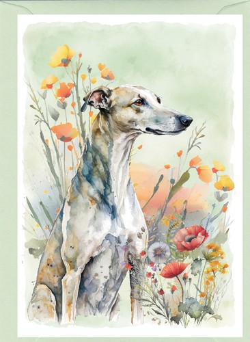 Greyhound dog greetings card - greyhound,