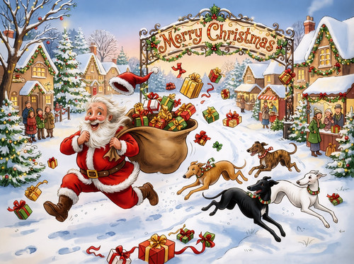 Greyhounds whippet christmas - whippet,