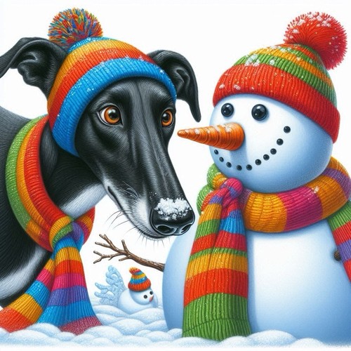 Greyhound christmas card - greyhound,