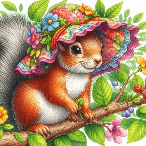 Squirrel bonnet card aid - card,