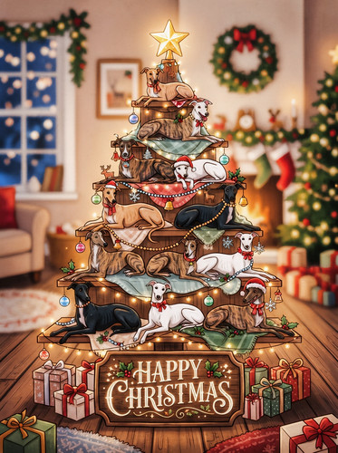 Greyhound whippet christmas - greyhound,