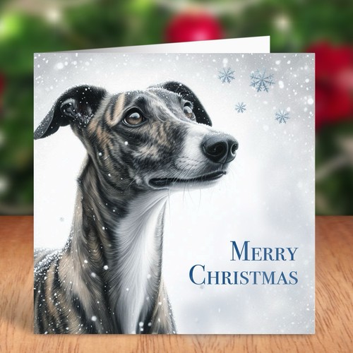 Greyhound dog christmas card - christmas,