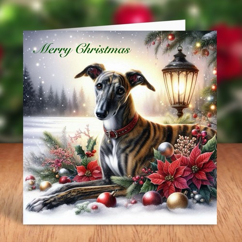 Greyhound dog christmas card - greyhound,
