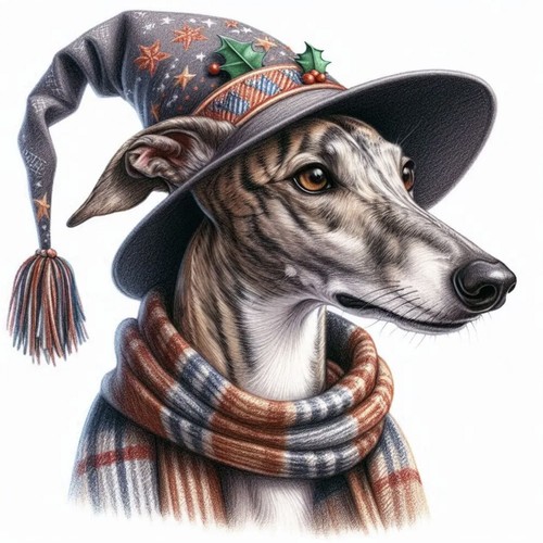 Greyhound wizard christmas - wizard,