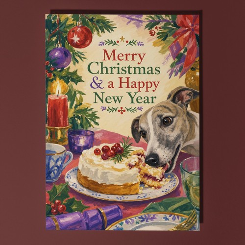 Whippet christmas card funny - whippet,