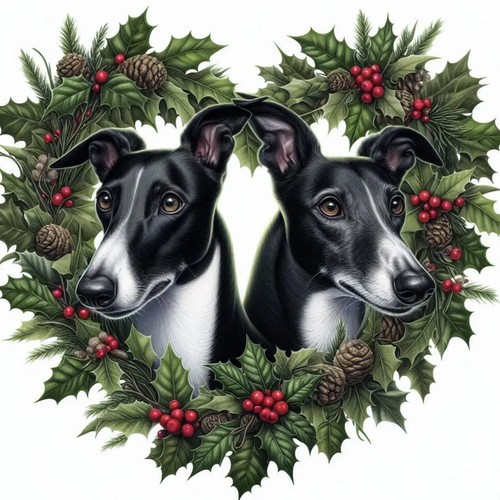 Greyhound christmas card - greyhound,
