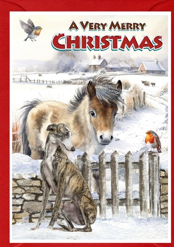 Greyhound dog christmas card - greyhound,