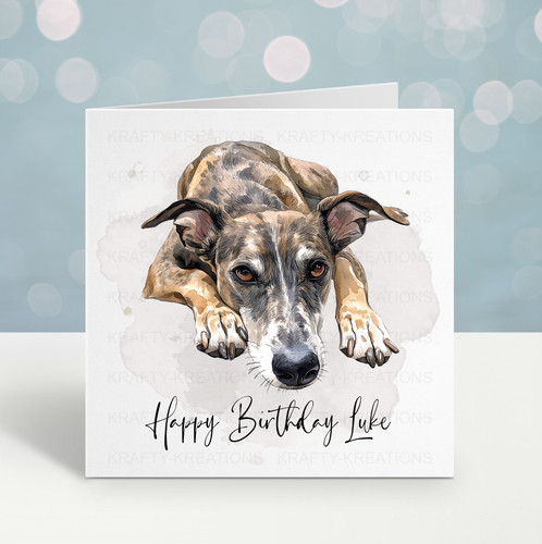 Greyhound dog birthday card - greyhound,