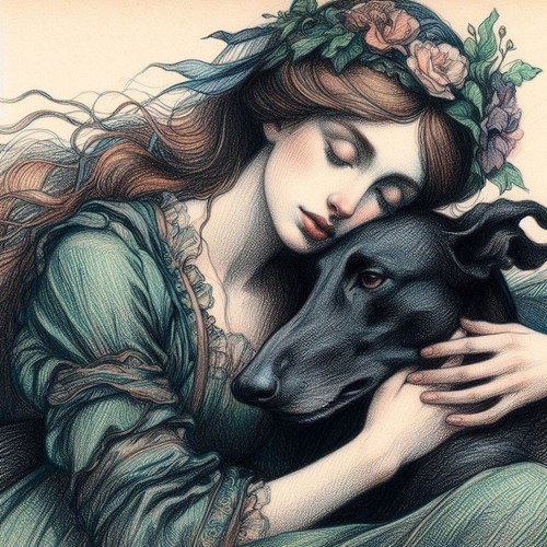 Pre raphaelite greyhound - raphaelite,