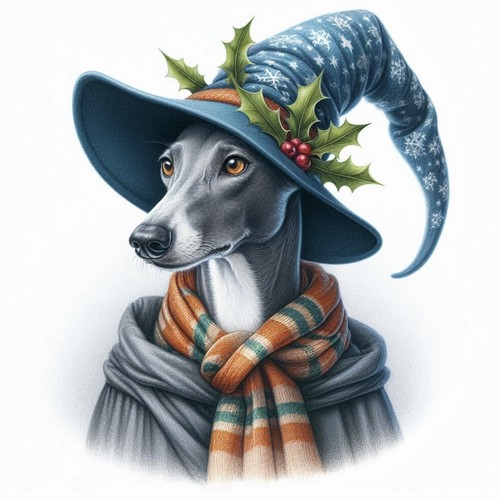 Greyhound wizard christmas - greyhound,
