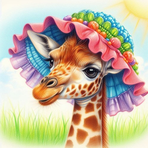Giraffe bonnet card - giraffe,