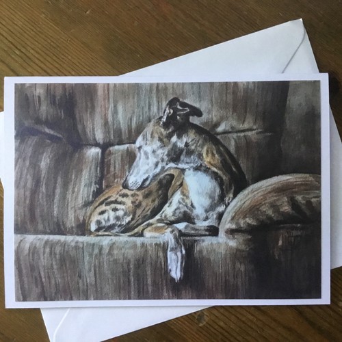 Greyhound watercolour art card - watercolour,