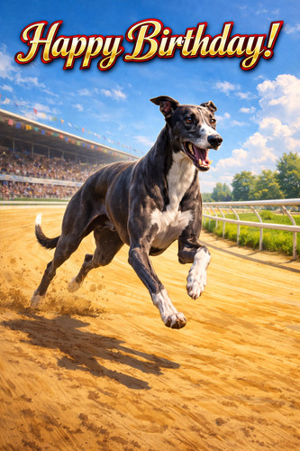 Greyhound birthday card gift - card,