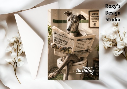 Funny greyhound birthday card - funny,