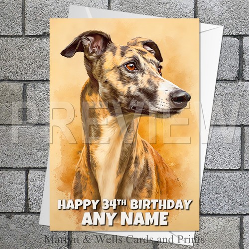 Greyhound birthday card 5x7 - greyhound,