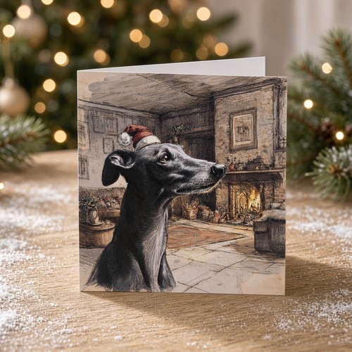 Greyhound christmas card santa - greyhound,