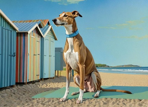 Greyhound whippet seaside - whippet, a5