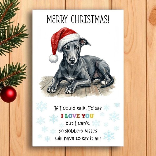 Greyhound dog christmas card - dog,