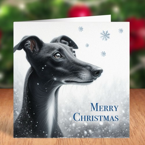Greyhound dog christmas - christmas, card