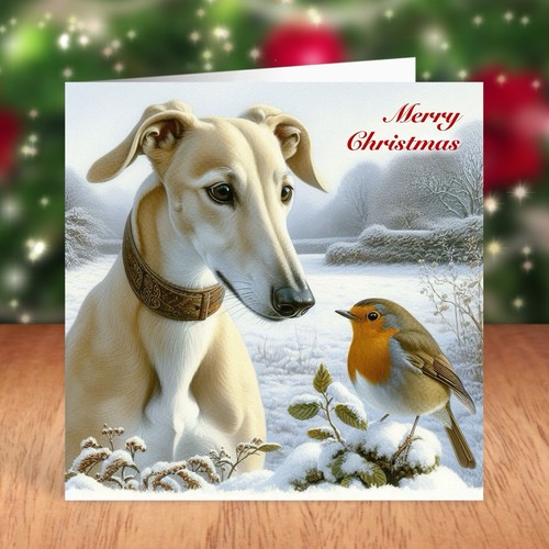 Greyhound dog christmas - dog, card