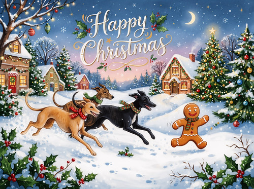 Greyhounds whippet christmas - greyhounds,