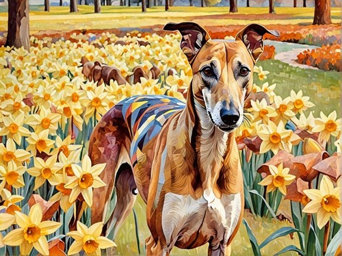 Greyhound whippet daffodi a5 - greyhound,
