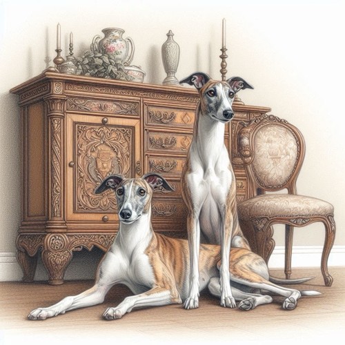 Pair greyhound whippets - greyhound, ,