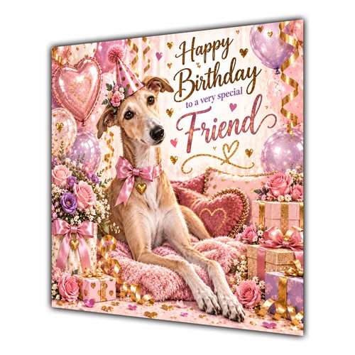 Friend birthday card greyhound - friend,