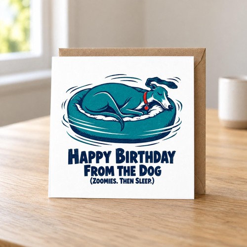Greyhound birthday card - birthday, from