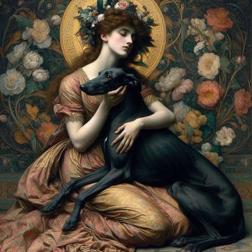Pre raphaelite greyhound - raphaelite,