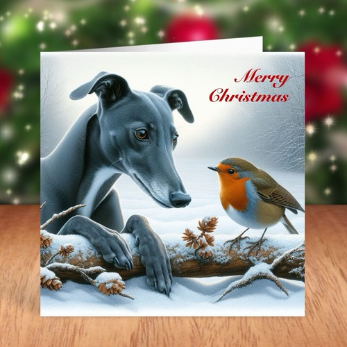 Greyhound dog christmas - dog, card