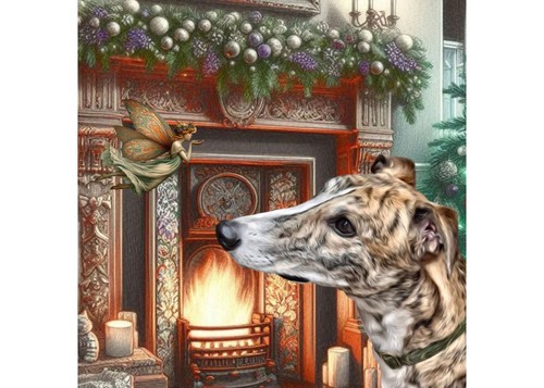 Christmas fairy and greyhound - christmas,