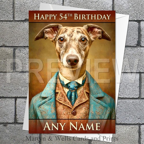Greyhound birthday card 5x7 - greyhound,